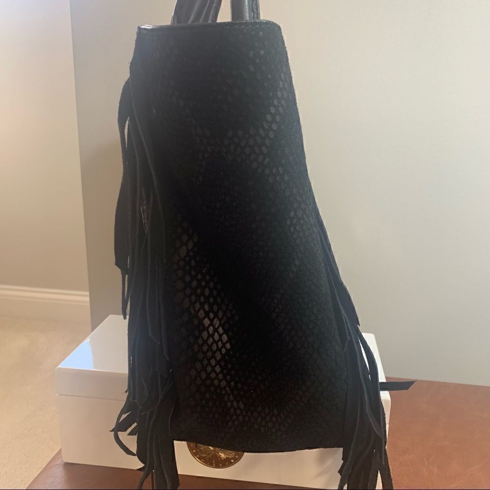 Henri Bendel A-List Satchel Black with Fringe - Picture 6 of 15
